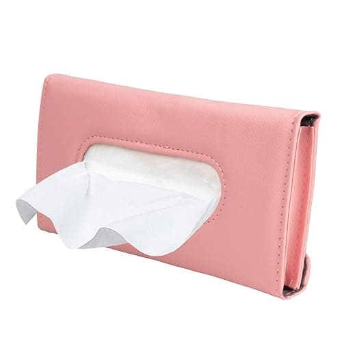 Car Tissue Holder, Sun Visor Napkin Holder, Backseat Napkin Case, Premium Tissues Box, Vehicle Interior Accessories Universal for Car SUV Pickup Truck (Pink) - Pink - Image 1