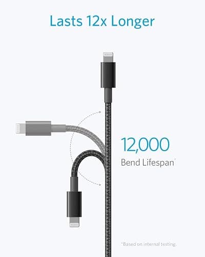 Anker 3.3ft Premium Double-Braided Nylon Lightning Cable, Apple MFi Certified for iPhone Chargers, iPhone X/8/8 Plus/7/7 Plus/6/6 Plus/5s, iPad Pro Air 2, and More(Black) thumbnail 3