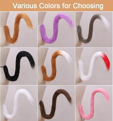 ILUFAM Cat Tail Cosplay 31.5" Long Plush Animal Tail for Halloween Party Fancy Dress Costume Accessories thumbnail 5