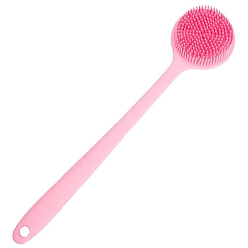 DNC Soft Silicone Back Scrubber Shower Bath Body Brush with Long Handle (Pink) thumbnail 2