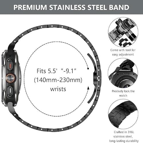 WONJOY Compatible with Samsung Galaxy Watch Ultra Band 47mm(2025/2024), Robust Men Stainless Steel Replacement Link Metal Bracelet thumbnail 4
