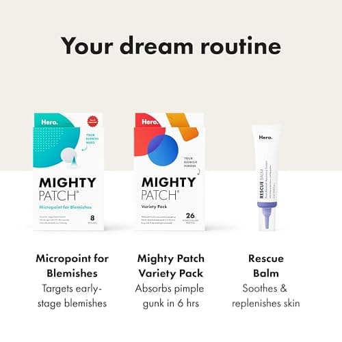 Mighty Patch™ Variety Pack from Hero Cosmetics - Hydrocolloid Acne Pimple Patches for Covering Zits and Blemishes, Spot Stickers for Face and Skin, Korean Skin Care, 26 ct thumbnail 8