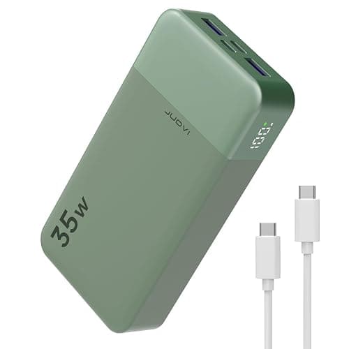 JUOVI 20000mAh Powerbank Tragbares Ladegerät, 35W Schnellladefunktion Externe Handyakkus PD 3.0 QC 4.0 mit LED Display, Akkupack mit 2 USB-C 2 USB-A-Anschlüssen für iPhone 16 15 14 Serie (Grün) - Image 1