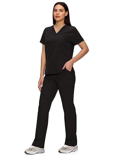 floralhue Scrubs for Women Set, Medical Women Scrubs, V-Neck Top and Straight Leg Pants with 11 Pockets (Relaxed Fit) thumbnail 3