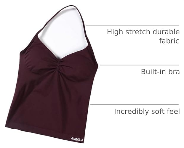 AUROLA Influence Longline Strappy Workout Halter Tops for Women,Removable Cups Padded Bras Impact Gym Yoga Sleeveless Top thumbnail 4