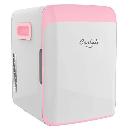 Cooluli 10L Mini Fridge for Bedroom - Car, Office Desk & College Dorm Room - 12V Portable Cooler & Warmer for Food, Drinks, Skincare, Beauty, Makeup & Cosmetics - AC/DC Small Refrigerator (Pink) - Image 1