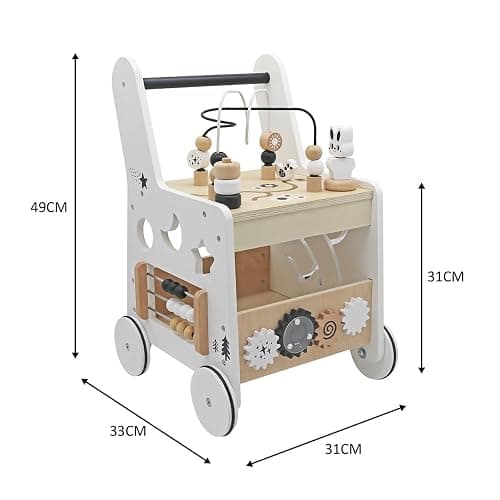 Touch Us Wooden Baby Walker - 5in1 Montessori Activity Cubes, Baby Push Walker for Toddler, 1+ Year Old Boy Girl | Sorting & Stacking Toys, Bead Mazes & Counting Toys thumbnail 3