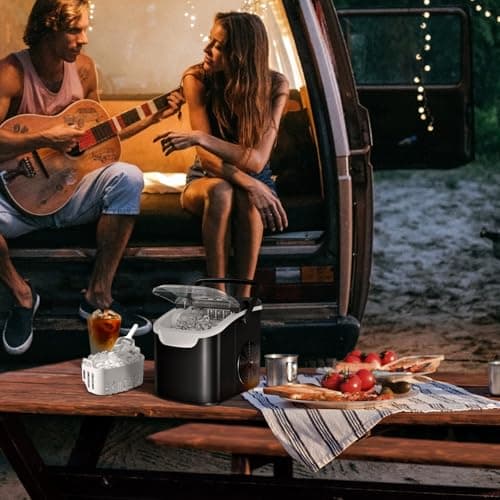 Countertop Ice Maker Machine, 8 Ice Cubes in 6 mins, 26lb/Day Ice with 2 Sizes- Portable Mini, Energy Saving & Basket/Scoop for Home/Party/Travel/Camping/Bar,White thumbnail 8