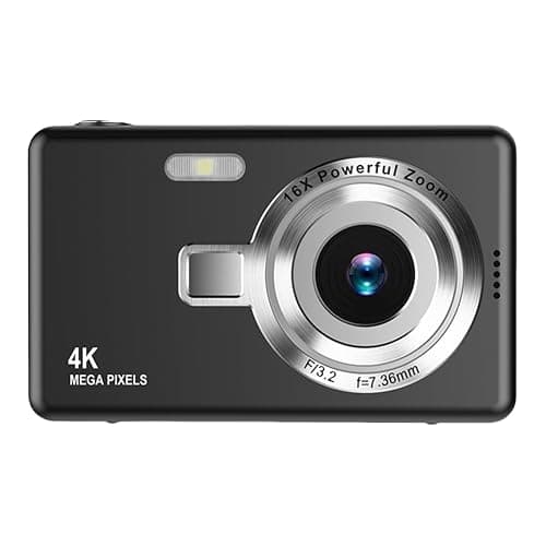 4K HD 1080P Autofokus Vlogging Kamera Mit 16X Zoom, 2,4-Zoll-IPS-Bildschirm Digitalkamera, Camcorder Kompaktkamera für Erwachsene Und Kinder (Schwarz) - Image 1