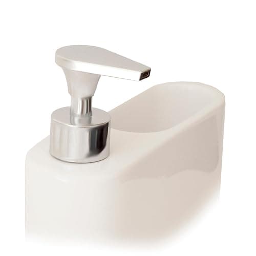 KOOK TIME Distributeur Liquide Vaisselle Porte Eponge pour Cuisine | Distributeur Savon Liquide pour Les Mains avec Espace Porte éponge | Porte Savon Cuisine | Matériel: céramique | Couleur: Blanc thumbnail 6