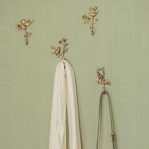 BOOMLATU Vintage Bird on Branch with Flowers Decorative Wall Hooks,Alloy Wall Mounted Coat Hooks for Hanging Coats,Hats,Keys and Purse & Clothes in Hallway, Bathroom (D) thumbnail 2