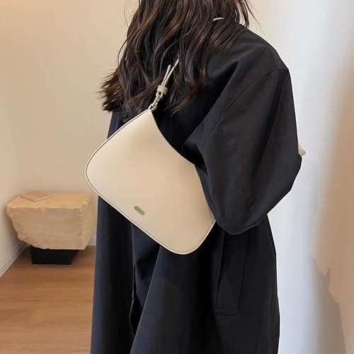 Aucuu Handtasche Damen, Umhängetasche Damen Klein Handtasche, Y2K Crossbody Bag, PU Leder Schultertasche, Mini Hobo Bag Retro Achsel Tasche, Shoulder Bag für Dating Party Einkaufe - #4 Weiß thumbnail 5