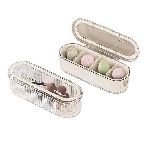 Siehpa3 Makeup Brush Holder Organizer, Clear Acrylic Makeup Sponges Organizer, Cosmetic Storage Case with Lid, Display Case for Vanity - Image 1