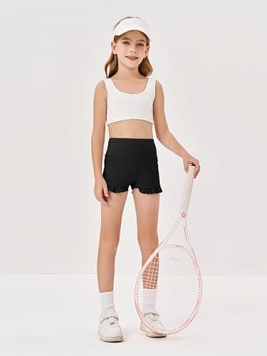 RRHSS Girls Athletic High Waisted Ruffle Shorts - Comfy Yoga Dance Workout Gymnastics thumbnail 3