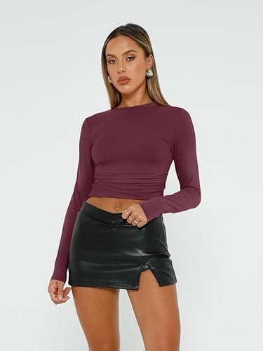 AUTOMET 3 Pack Womens Long Sleeve T Shirts Fall Fashion Basic Going Out Crop Tops Slim Fitted Winter Clothes 2025 thumbnail 2