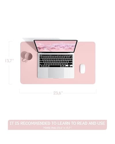 Non-Slip Leather Desk Mat, Waterproof Laptop Computer Desk Pad, Table Protector Mat, Large Mouse Pad for Office/Work/Home/Decor(Pink, 23.6" x 13.7") - Pink - 23.6" x 13.7" thumbnail 5