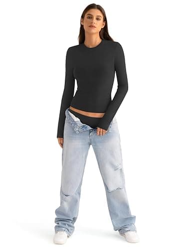 EasyGala Womens Cotton Long Sleeve Shirts Crew Neck Fitted Basic Going Out Outfits Undershirt Spring Fall Clothes 2025 thumbnail 5