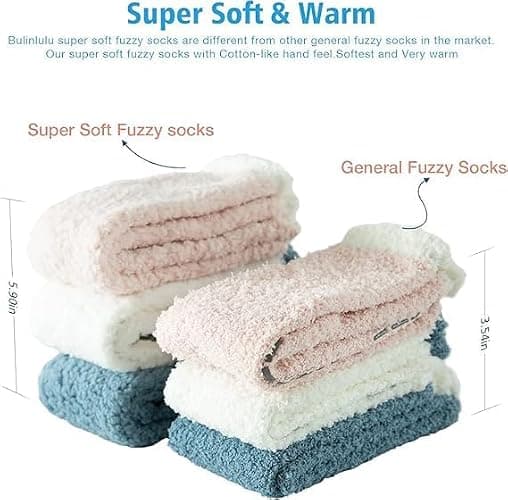 Bulinlulu Fuzzy Socks with Grips Plush Sleep Cozy Winter Soft Hospital Fluffy Socks Gifts for Womens Mens Gifts thumbnail 3