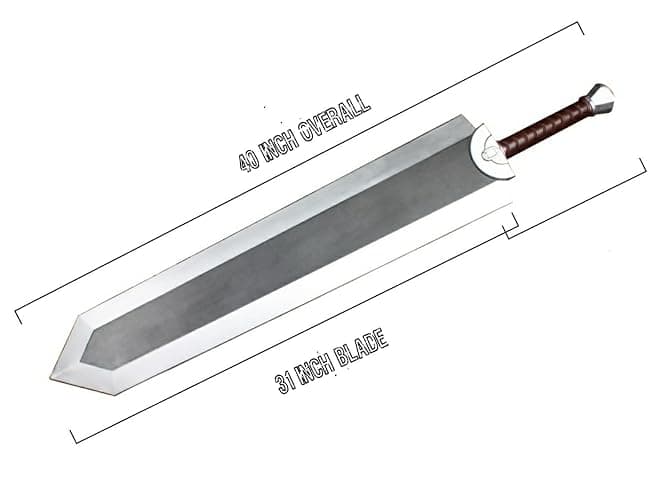 Blazing Steel Fantasy Foam Dragon Slayer Berserk Guts Sword Anime Cosplay & Costume (Different Size to Choose from) thumbnail 2