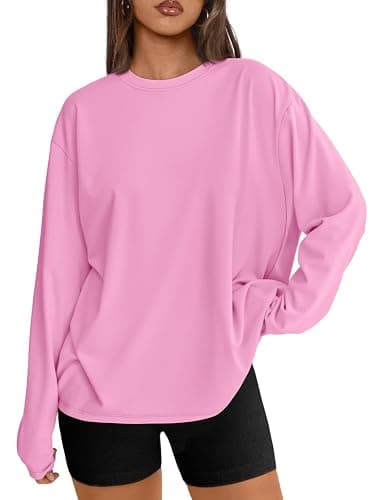 Trendy Queen Womens Oversized Long Sleeve T Shirts 2026 Basic Crewneck Tee Fall Tops Casual Workout Y2K Clothes - Image 1