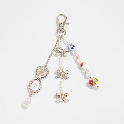 Jekeiodoe Bag Charms Colorful Chinese Ceramic Style Keychain Charm, Y2K Aesthetic Purse Charm Purse Keychain for Handbag thumbnail 6