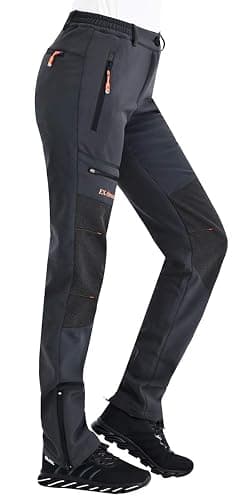 Postropaky Womens Outdoor Snow Ski Pants Waterproof Hiking Insulated Softshell Pants Snowboard Zipper Bottom Leg - Image 1