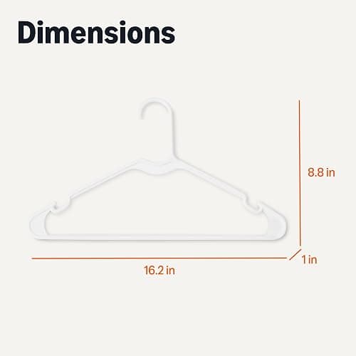 Amazon Basics Plastic Clothes Hangers, Adult Size, White, Pack of 50 thumbnail 2