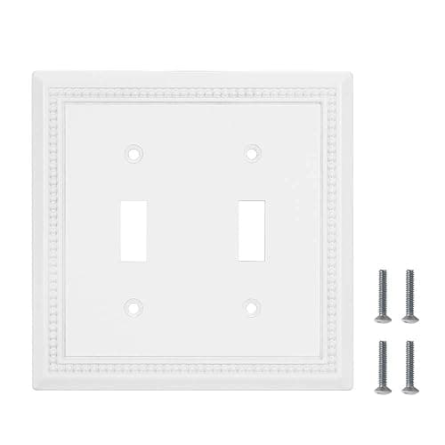 Henne Bery Sunken Pearls Heavy Duty Decorative Wall Plate Switch Plate Outlet Cover (Double Toggle, White) thumbnail 7