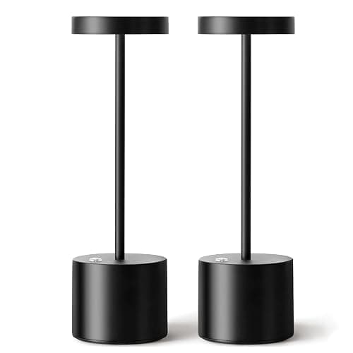 Ophouliy Cordless Table Lamps Rechargeable 2 Pack, 5000mAh Battery Operated LED Touch Lamps, IP54 Waterproof Portable Wireless Table Lights for Outdoor Patio Bar Restaurants Bedroom Bedside (Black) - Image 1