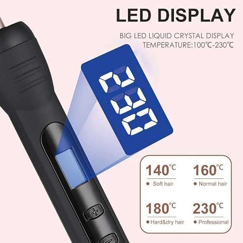 Curling Wand 9MM, Thin Curling Iron, Tight Curls LCD Display 100-230°C for All Hair Types, Tourmaline Ceramic Barrel 30-Second Heat-Up, Long&Short Hair Culer Pro Curling Tongs thumbnail 6