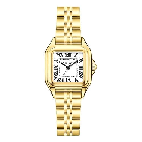 Szaikyri Classic Square Watch for Women Ladies Dress Watch | Water Resistant | Solid Stainless Steel Band | Dainty Vintage Design | Long-Last Vacuum Plating | Japanese Precise Movement - Image 1