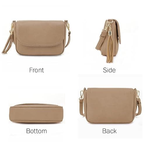 EVVE Small Crossbody Bags for Women Trendy Flap Saddle Purses with Tassel Vegan leather Shoulder bag | Small, Trendy, Flap, Purses, with Tassel, Small thumbnail 3