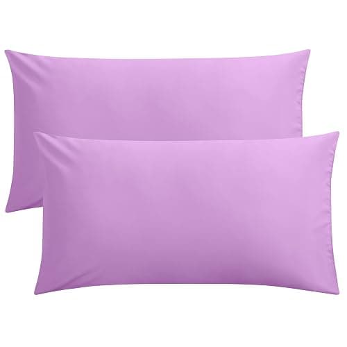 FLXXIE Microfiber King Size Pillow Cases 2 Pack, Soft Pillowcases with Envelope Closure, Wrinkle, Fade and Stain Resistant Pillow Covers, 20x36, Light Purple - Image 1