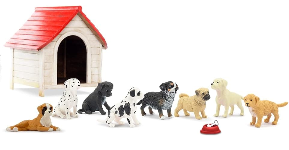 Toymany 12PCS Mini Dog Figurines Playset, Realistic Detailed Plastic Puppy Figures, Hand Painted Emulational Tiny Dogs Animals Toy Set, Cake Toppers Christmas Birthday Gift for Kids Toddlers thumbnail 3