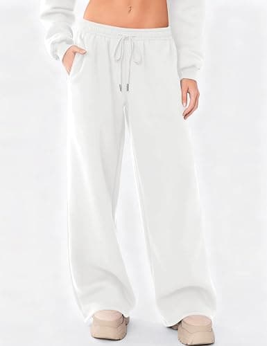 LOMON Women's Sweatpants Wide Leg Fleece Lined Sweat Pants Spring Winter Clothes 2026 Baggy Drawstring Joggers with Pockets thumbnail 4