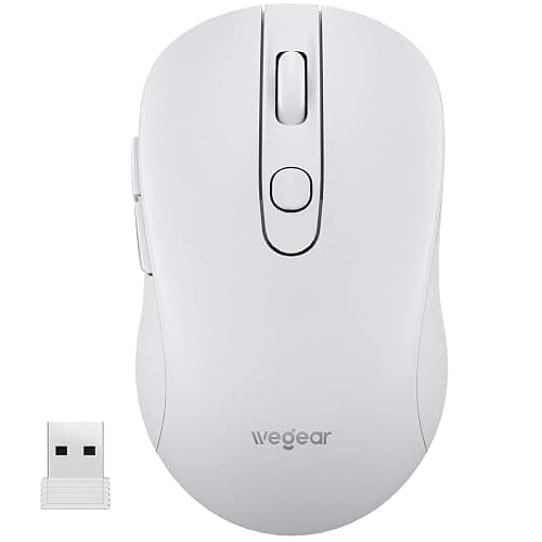 wegear USB Wireless Mouse for Laptop PC Mac, 2.4GHz Cordless Mouse-White | Ergonomic Portable Optical Computer Mice with 6 Buttons, 5-Level Adjustable 4000 DPI,24-Month Battery Life - Image 1