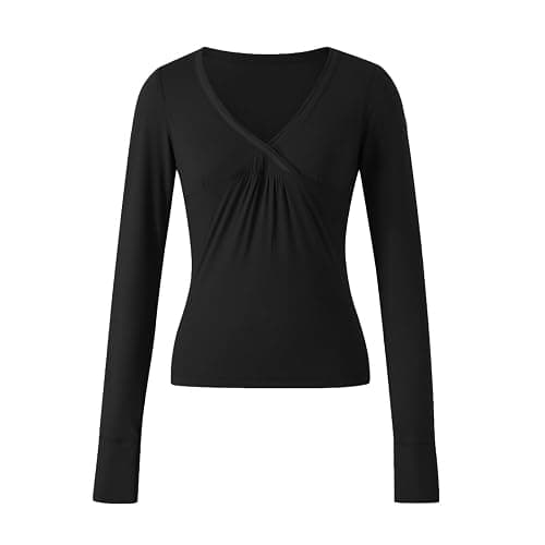 Women Lace Trim Long Sleeve T-Shirts Fairy Aesthetic Slim Fit Crop Tops Basic Blouse Y2k Teen Girls Streetwear thumbnail 7