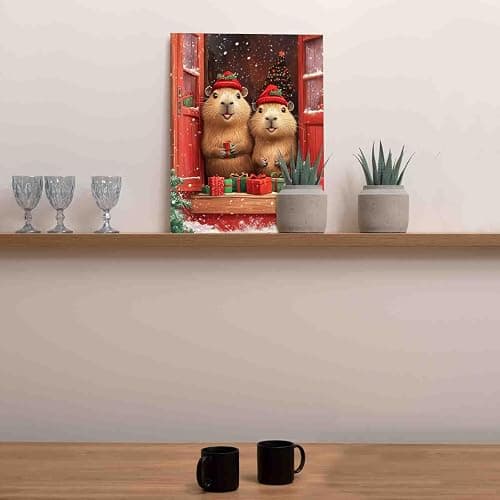 Aihonmin Capybara Christmas Paint by Number for Adults Beginner Christmas Animals Paint by Number Kit on Canvas Snowy Pictures DIY Paintwork Home Wall Decoration 16x20 Inch (Frameless) thumbnail 4