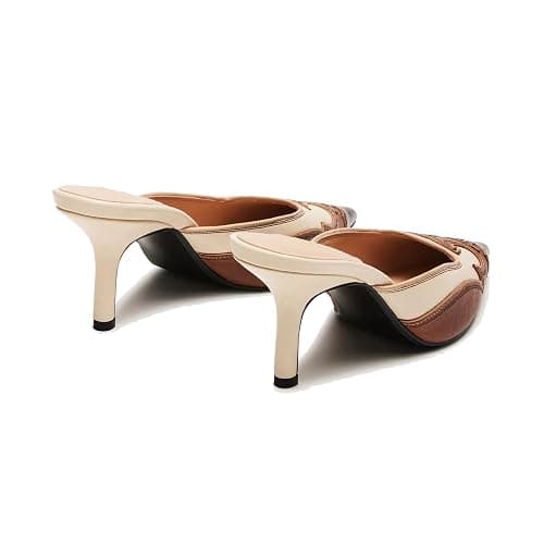 SOVANYOU Kitten Heel Mules for Women Pointed Toe Pumps Stitching Flame Design Close Toe Heels Comfortable Mules for Casual thumbnail 5