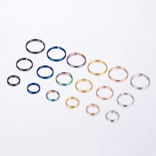Xanowan Stainless Steel Hoop Nose Ring Cartilage Ring Set 6 Color Set for Men and Women thumbnail 3