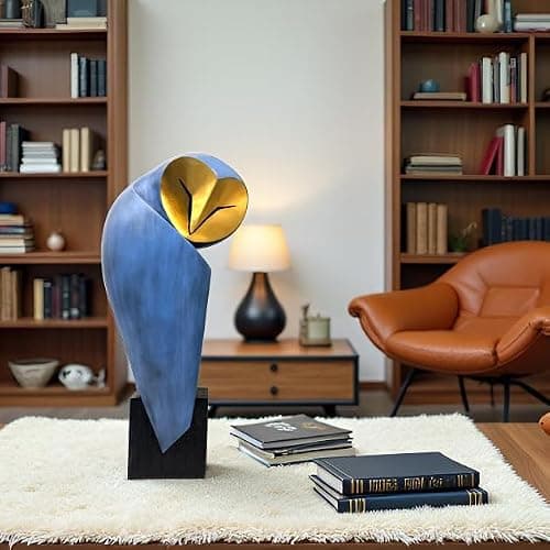 YHHRESINHOME Mid-Century Modern 15 Inch Resin Owl Sculpture - Handmade Vintage Home Decor Statue for Bookshelves, Office Desk, Mantel & Collector Display thumbnail 4