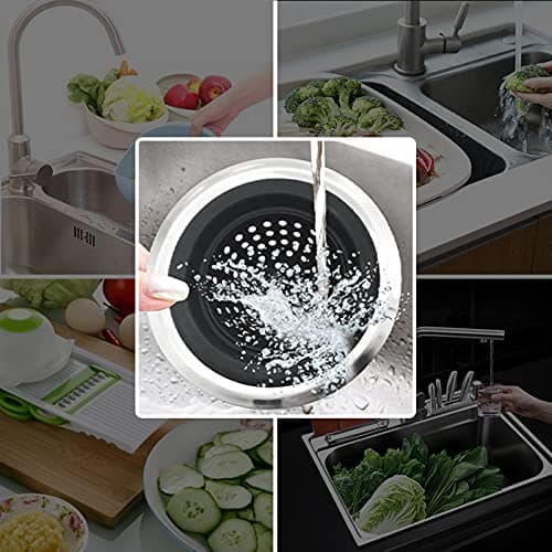MW-NIHOLA 2PCS Sink Strainers,Flexible Silicone and Stainless Steel Kitchen Sink Drainer Baskets，Large Wide Rim 4.5 inch Diameter,Rust Free,Prevent Food Residues from Clogging - Black thumbnail 4