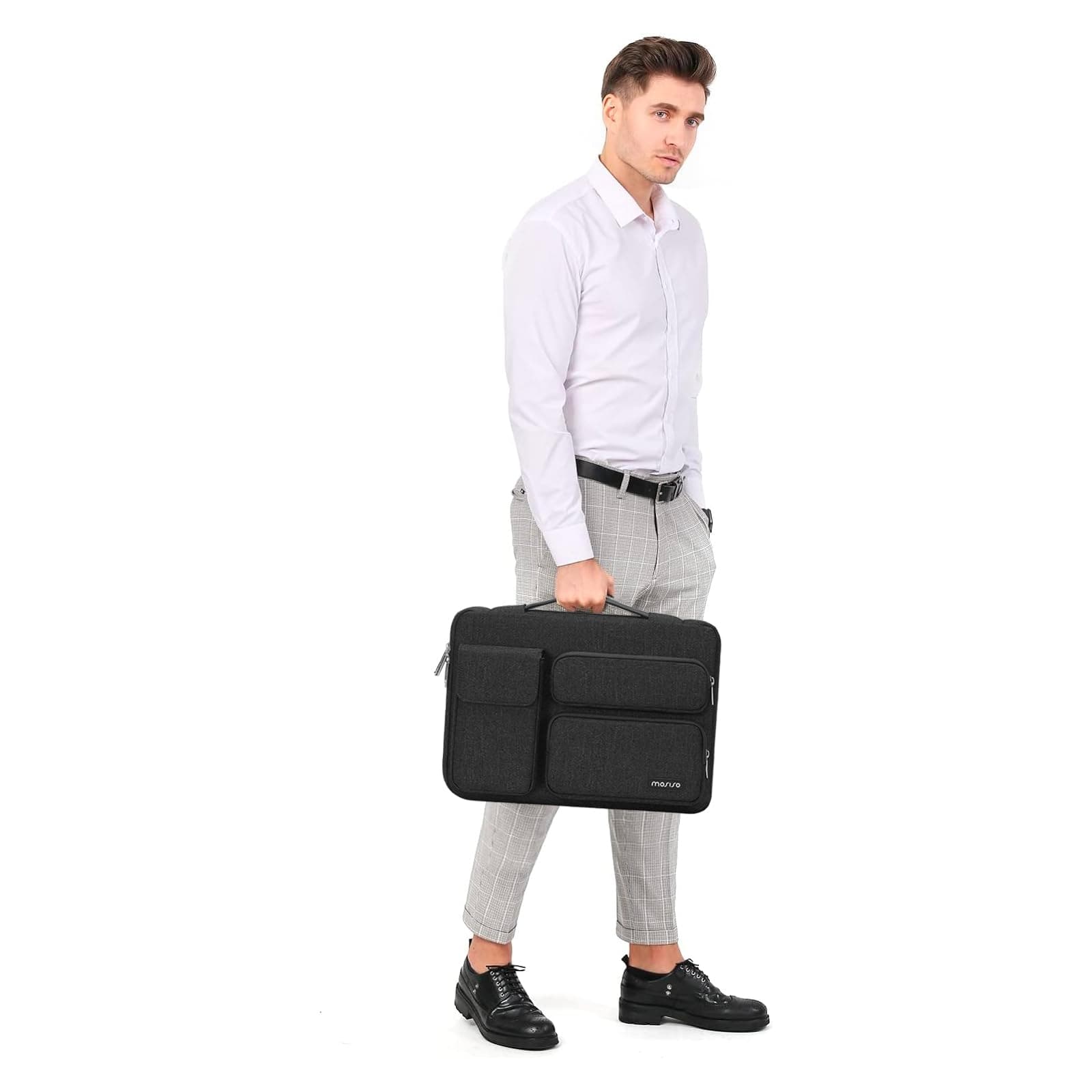 MOSISO 360 Funda para Portátil Compatible con MacBook Air/Pro,13-13.3 Pulgadas Portátil,Compatible con MacBook Pro 14,Bolso Lateral Abierto con 2 Elevados&1 Bolsillos con Solapa, Gris Pizarra - 13.3 pulgadas - Gris Pizarra thumbnail 7