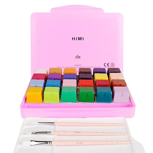 HIMI Gouache Paint Set, 24 Colors x 30ml/1oz with 3 Brushes & a Palette, Unique Jelly Cup Design, Non-Toxic, Guache Paint for Canvas Watercolor Paper - Perfect for Beginners, Students, Artists(Pink) thumbnail 7