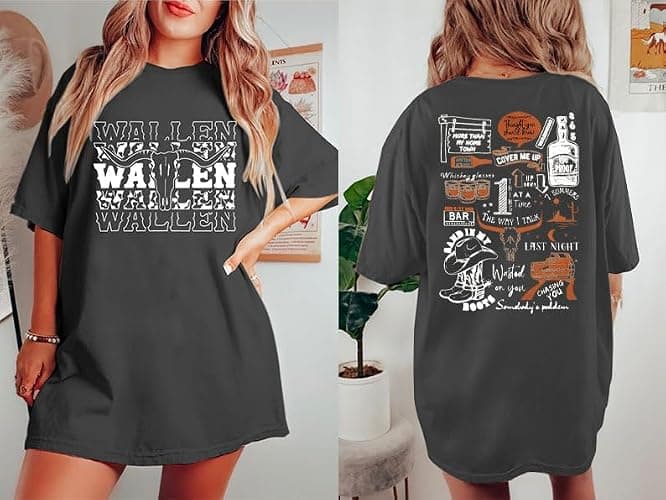 BANGELY Cow Skull Women Oversized Shirt Country Music T-Shirt Vintage Western Graphic Tee 80 90s Music Lover Short Sleeve Top thumbnail 2
