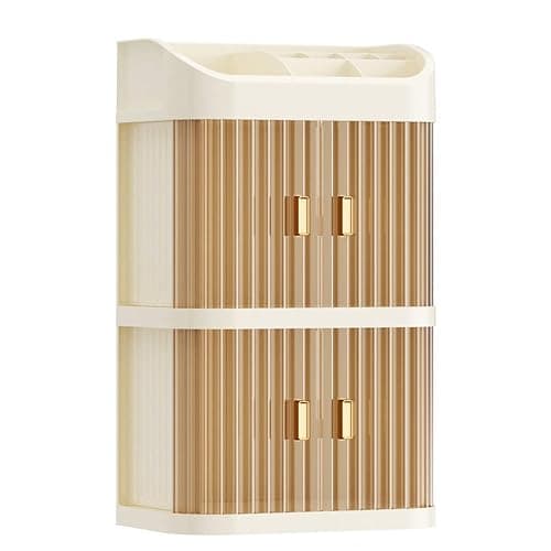 FUKWUNTO Cosmetics Storage Box Makeup Storage Organizer sliding door Desktop Storage Cabinet Dust-Proof Storage Dressing Box - Image 1