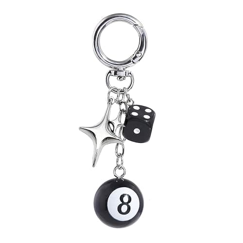 SORGERLY 8 Ball Dice Charm Keychain - Cute Bag Purse Handbag Accessories - Y2K Aesthetic Key Chain for Women Men - Image 1