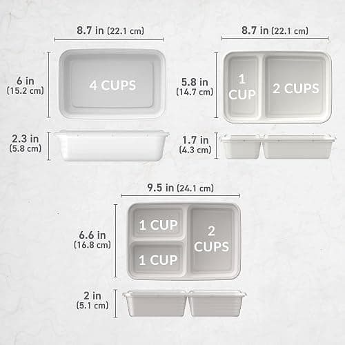 Bentgo Prep 60-Piece Meal Prep Kit - Reusable PFAS & BPA-Free Food Containers, 1-Compartment, 2-Compartment, & 3-Compartments - Microwave, Freezer, & Dishwasher Safe (White Stone) thumbnail 2