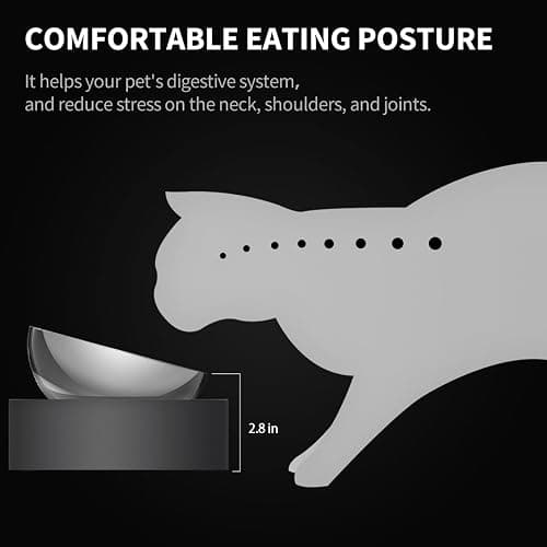 PETKIT 304 Stainless Steel Elevated Cat Bowls&Dog Bowls,Raised Cat Food and Water Bowl Set, Non-Slip, Anti Vomiting 15°Tilted Cat Small Animal Plate thumbnail 6