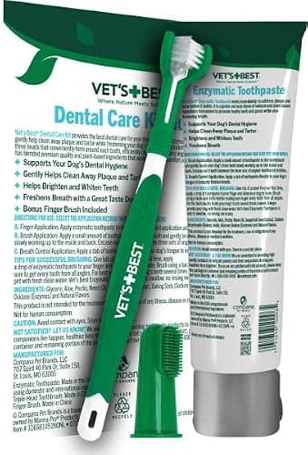 Vet's Best Dog Toothpaste & Dog Toothbrush, Dental Kit, Plaque Remover for Teeth, Whitens Teeth, Freshens Canine Breath, Veterinarian Formula, Finger Toothbrush Included thumbnail 2